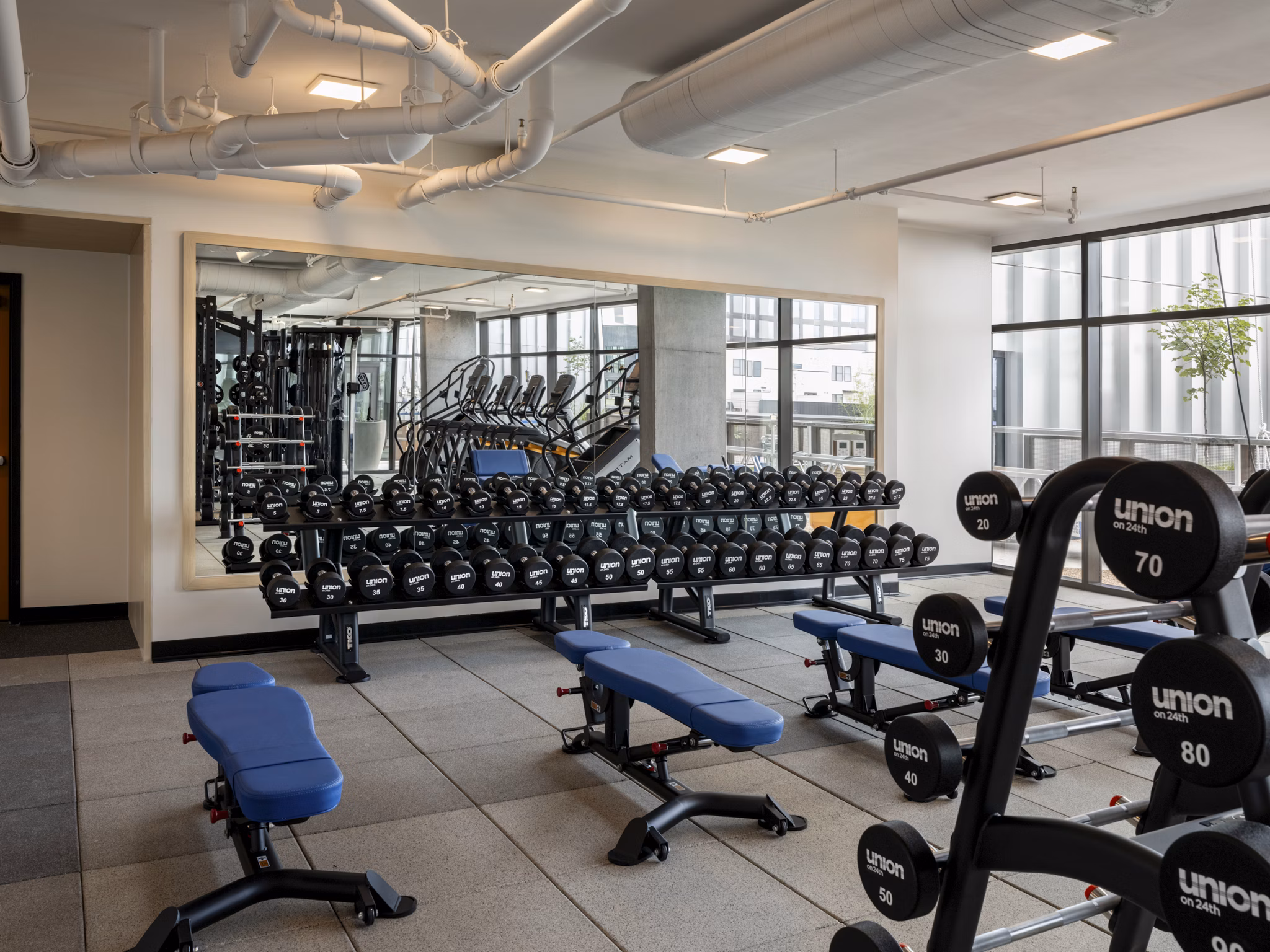 fitness center at Union on 24th Apartments