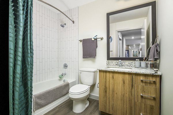 bathroom at Union on San Antonio Apartments