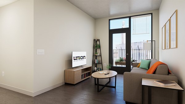 living room at Union on San Antonio Apartments
