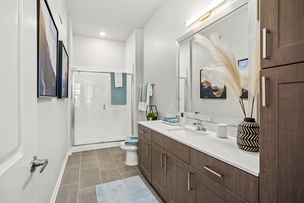 Modern bathroom with sleek fixtures at Sanctuary at Daytona Apartments
