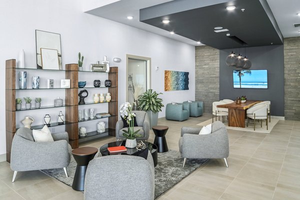 Elegant clubhouse lobby with contemporary decor at Sanctuary at Daytona Apartments