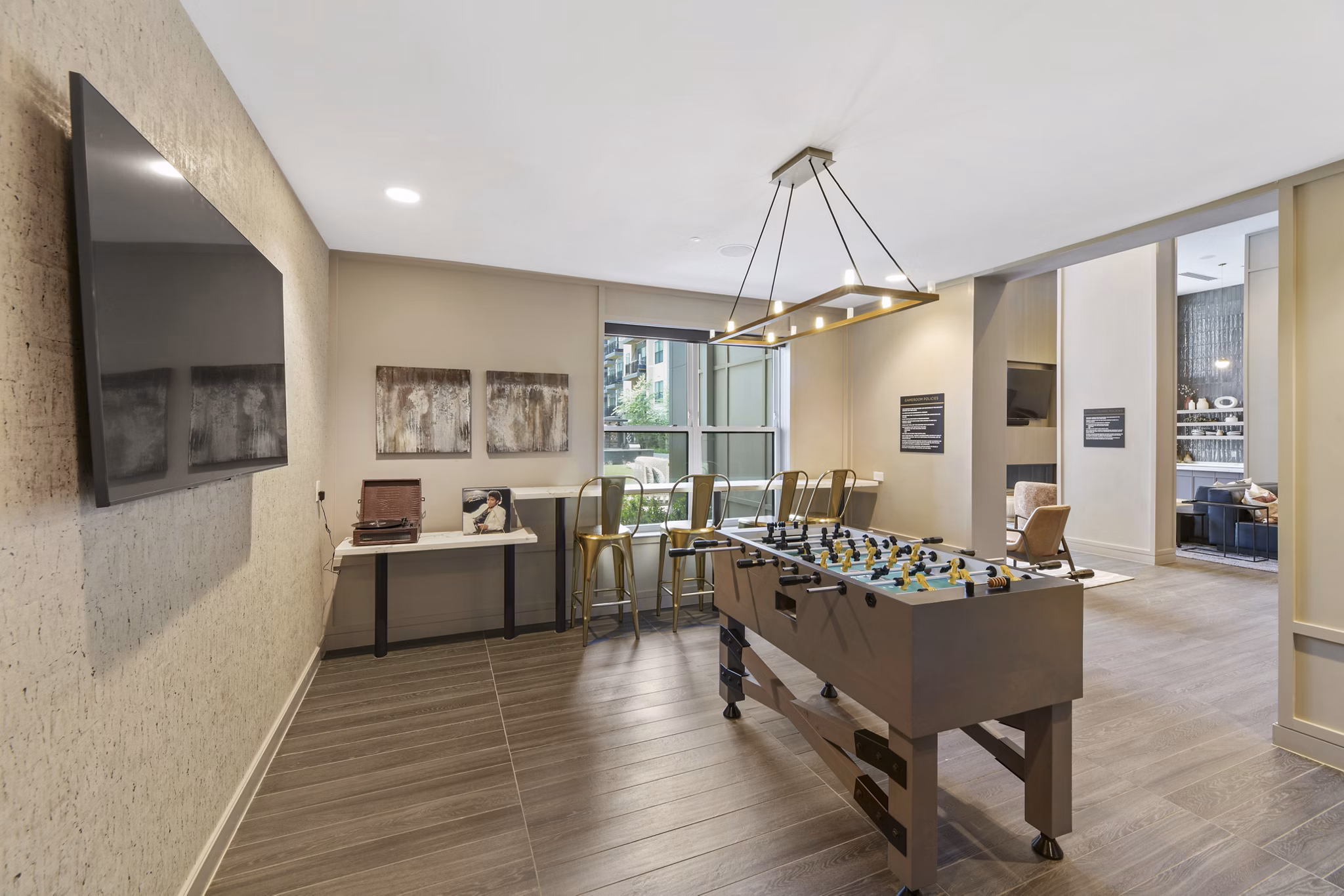 Elegant clubhouse with modern furnishings at The Ian Apartments, a Greystar luxury community