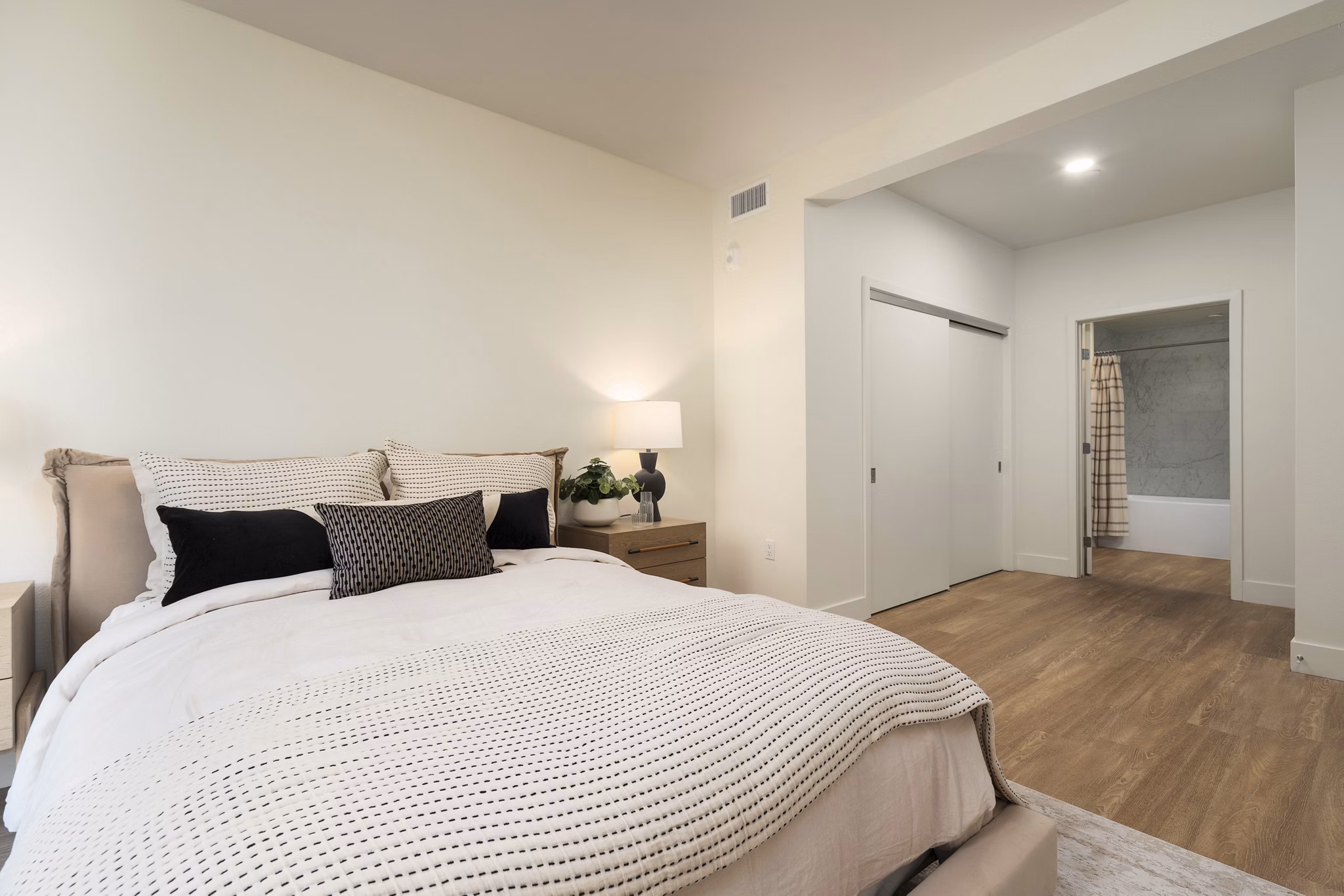 bedroom at One Adrian Apartments