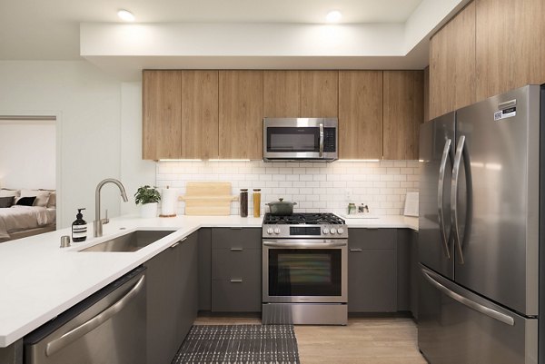 kitchen at One Adrian Apartments