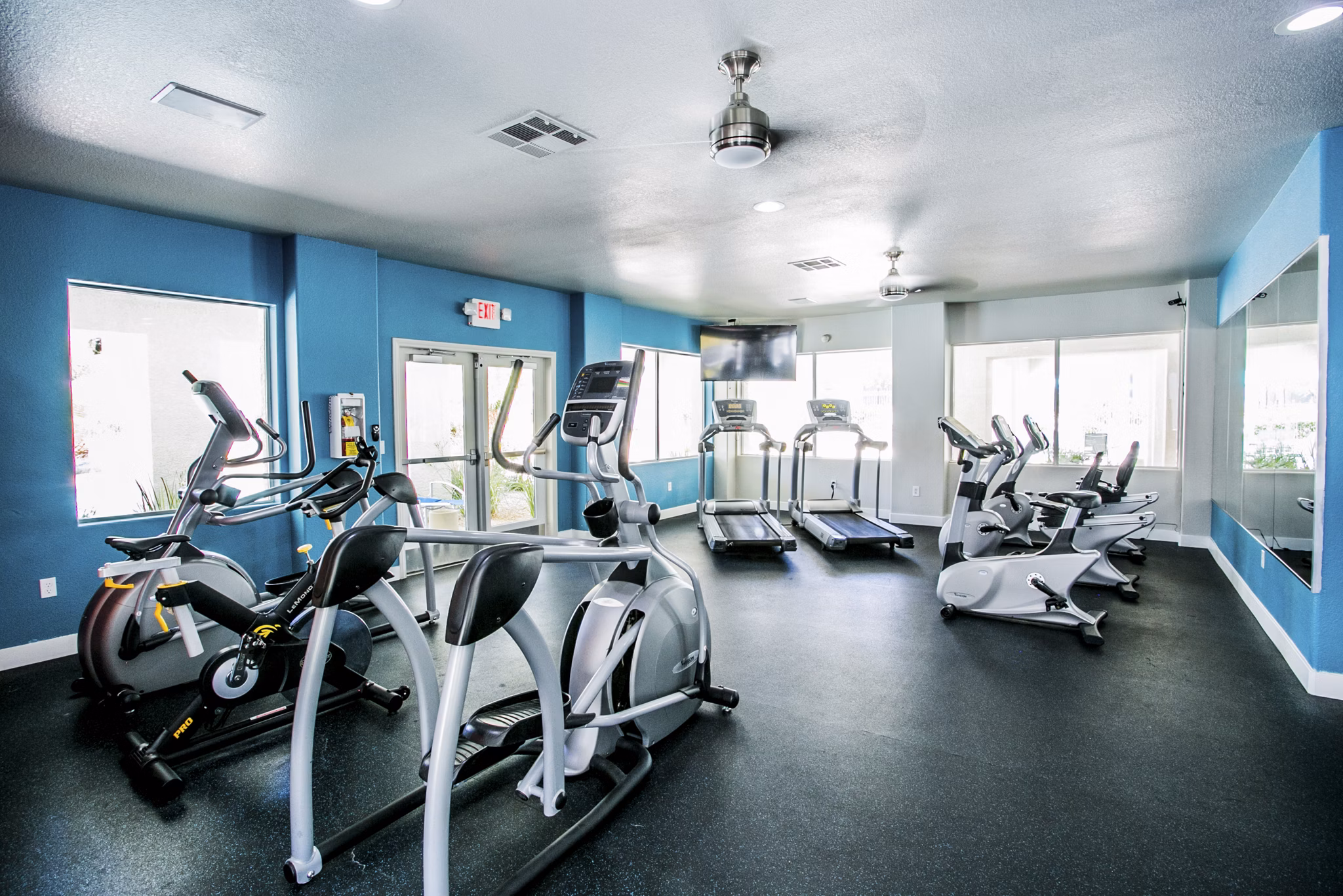 fitness center at The Layne at Peccole Ranch Apartments 