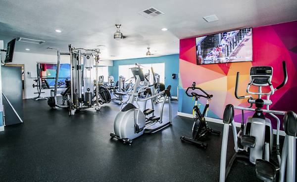 fitness center at The Layne at Peccole Ranch Apartments