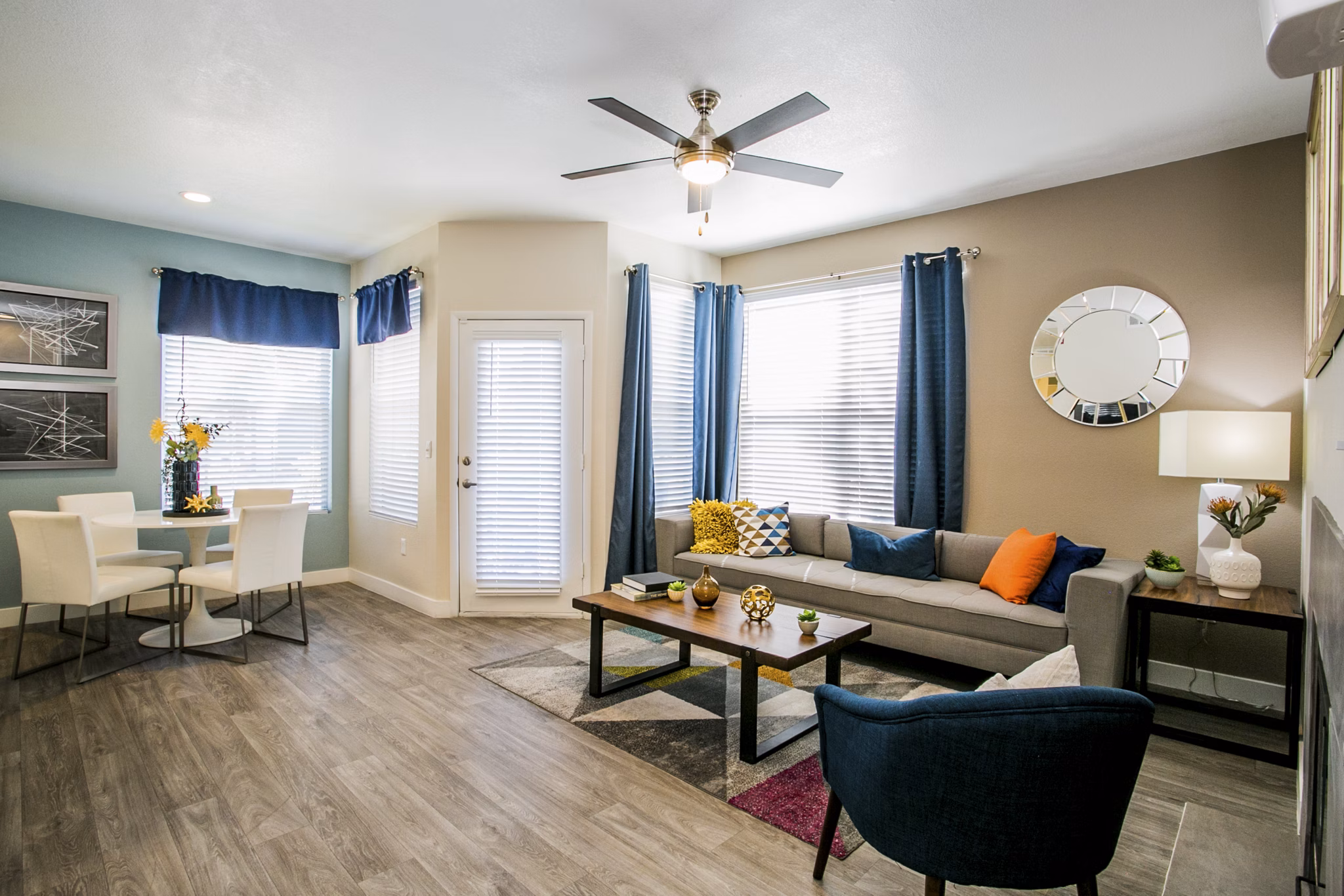 living room at The Layne at Peccole Ranch Apartments 
