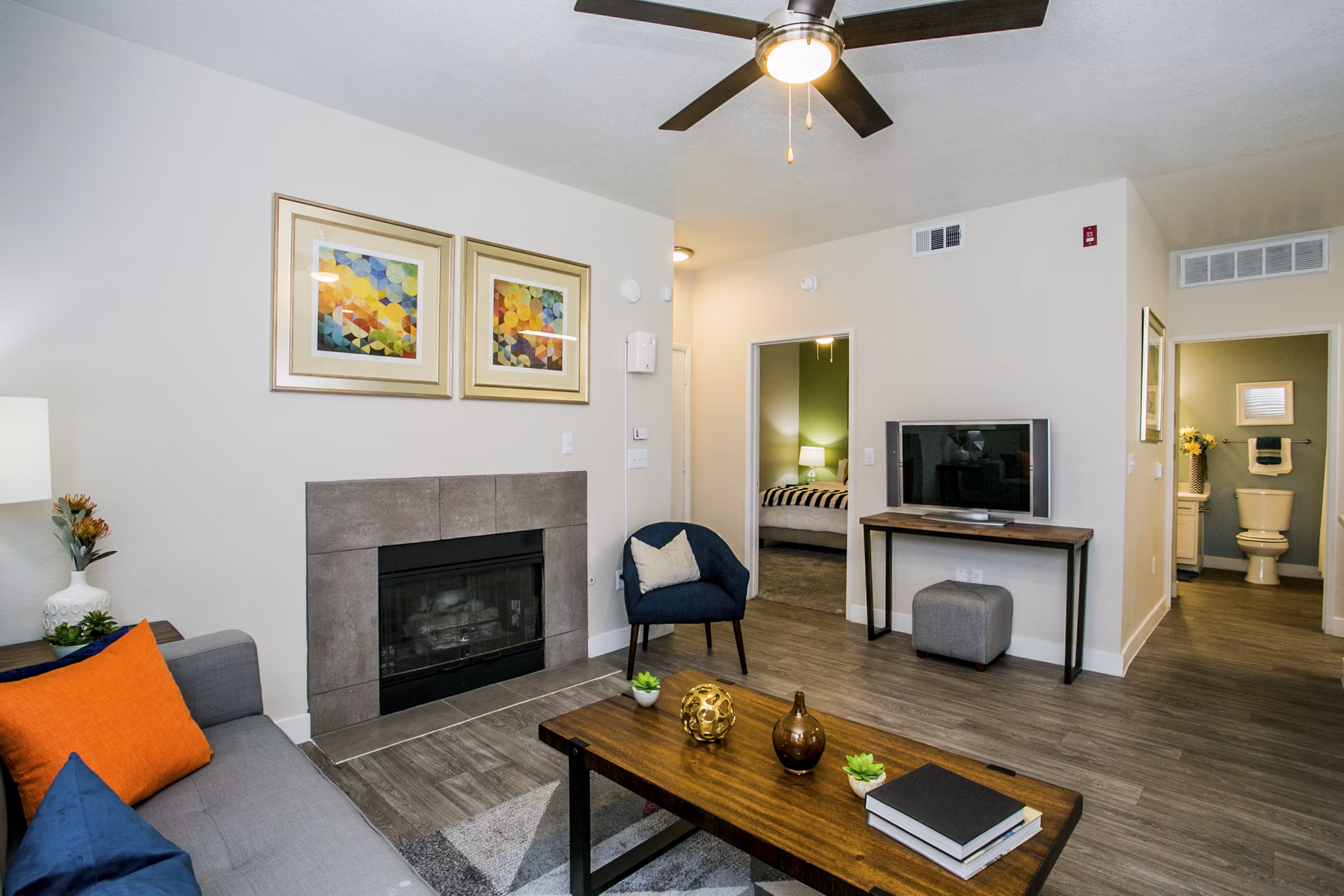 living room at The Layne at Peccole Ranch Apartments 