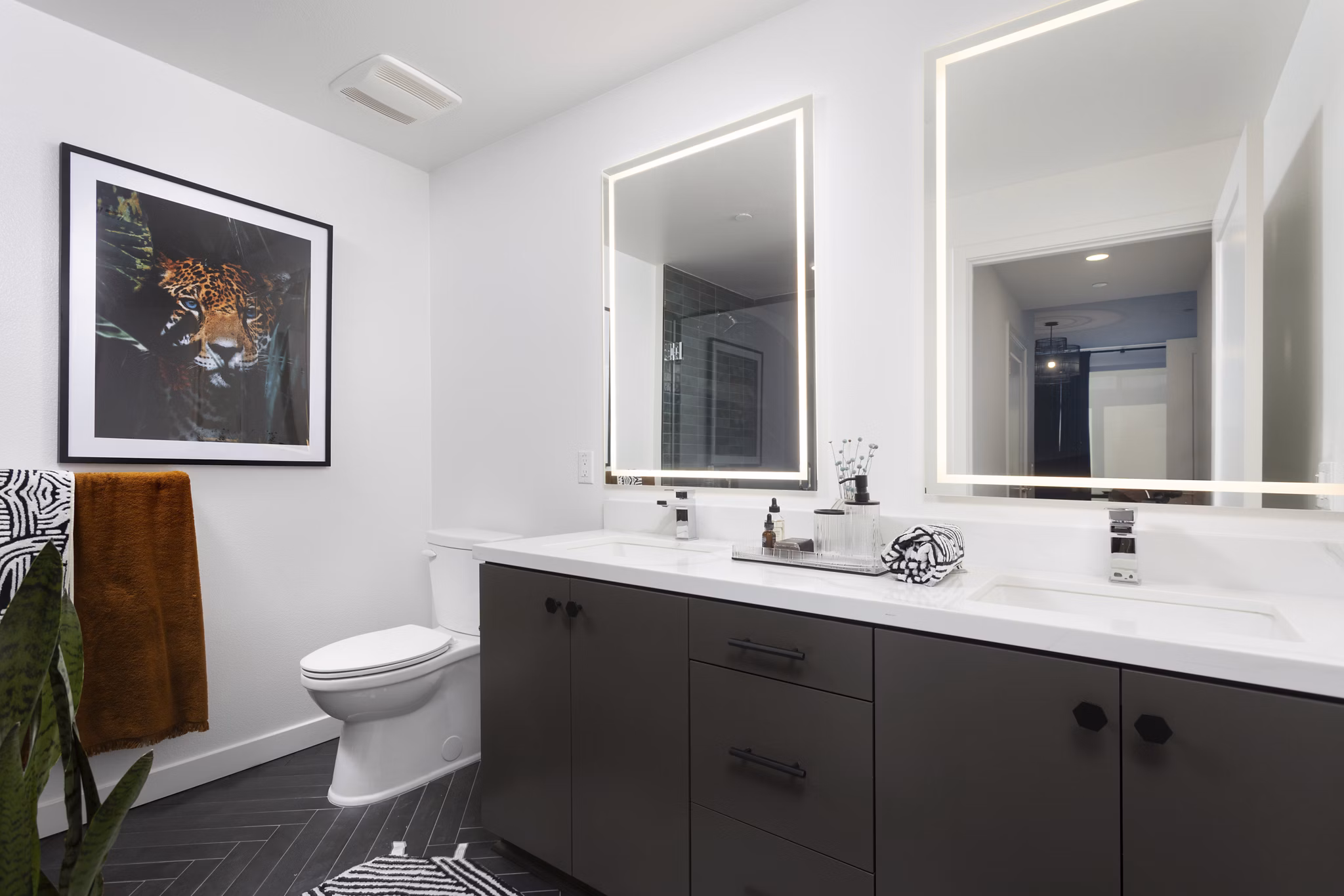 Contemporary bathroom with sleek fixtures at Broadstone Edition Apartments