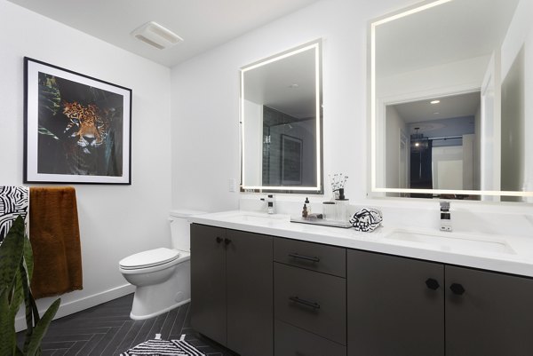 Contemporary bathroom with sleek fixtures at Broadstone Edition Apartments