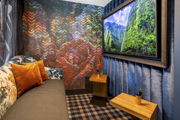 Clubhouse featuring modern furnishings and social seating at Broadstone Edition Apartments