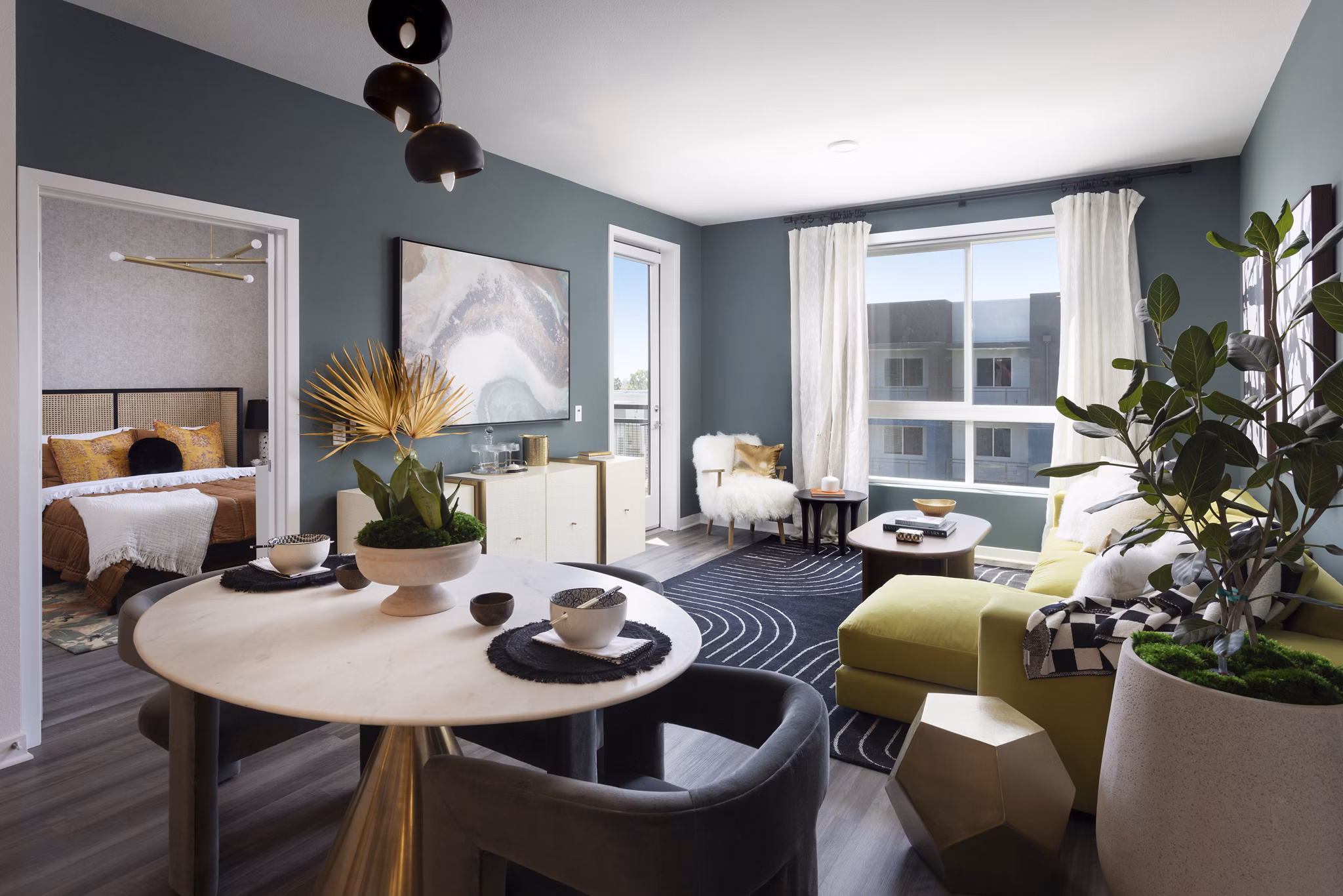 Dining area with modern decor at Broadstone Edition Apartments