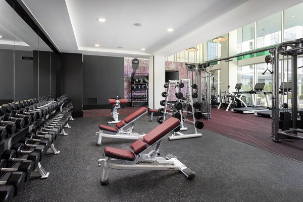 State-of-the-art fitness center with modern equipment at Broadstone Edition Apartments, offering luxury wellness amenities