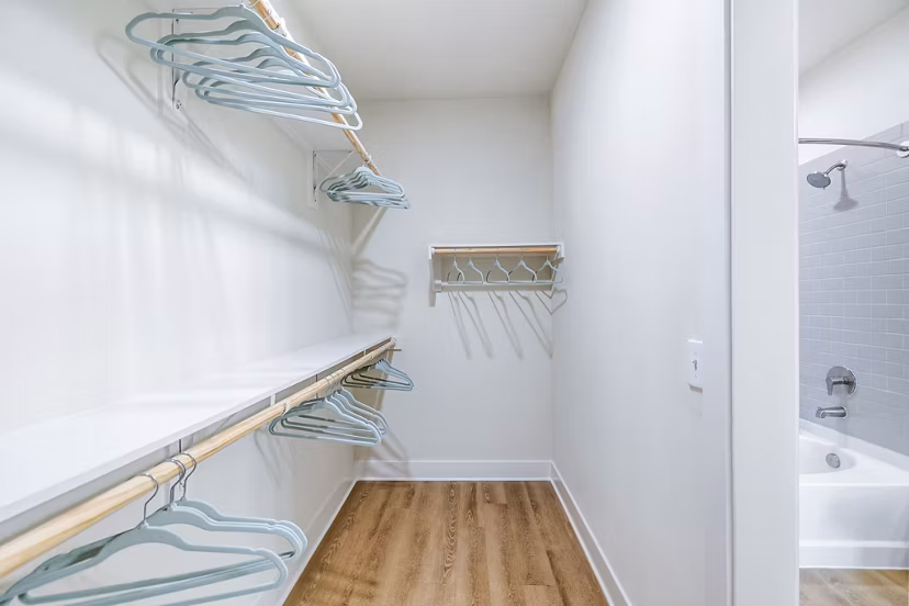 Spacious bedroom closet with ample storage at Birchway Spring Cypress Apartments