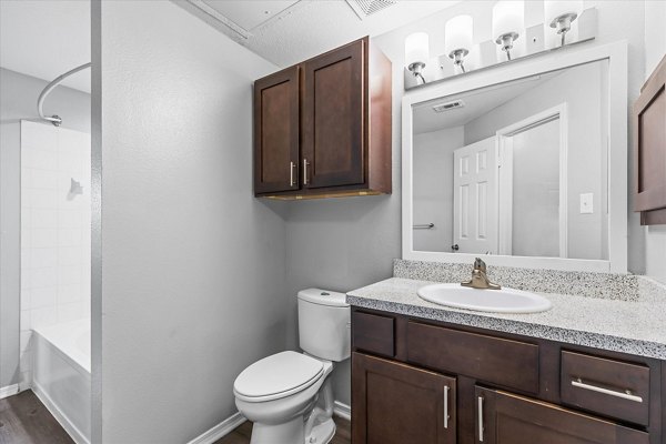 Modern bathroom with sleek fixtures at Madison at Melrose Apartments