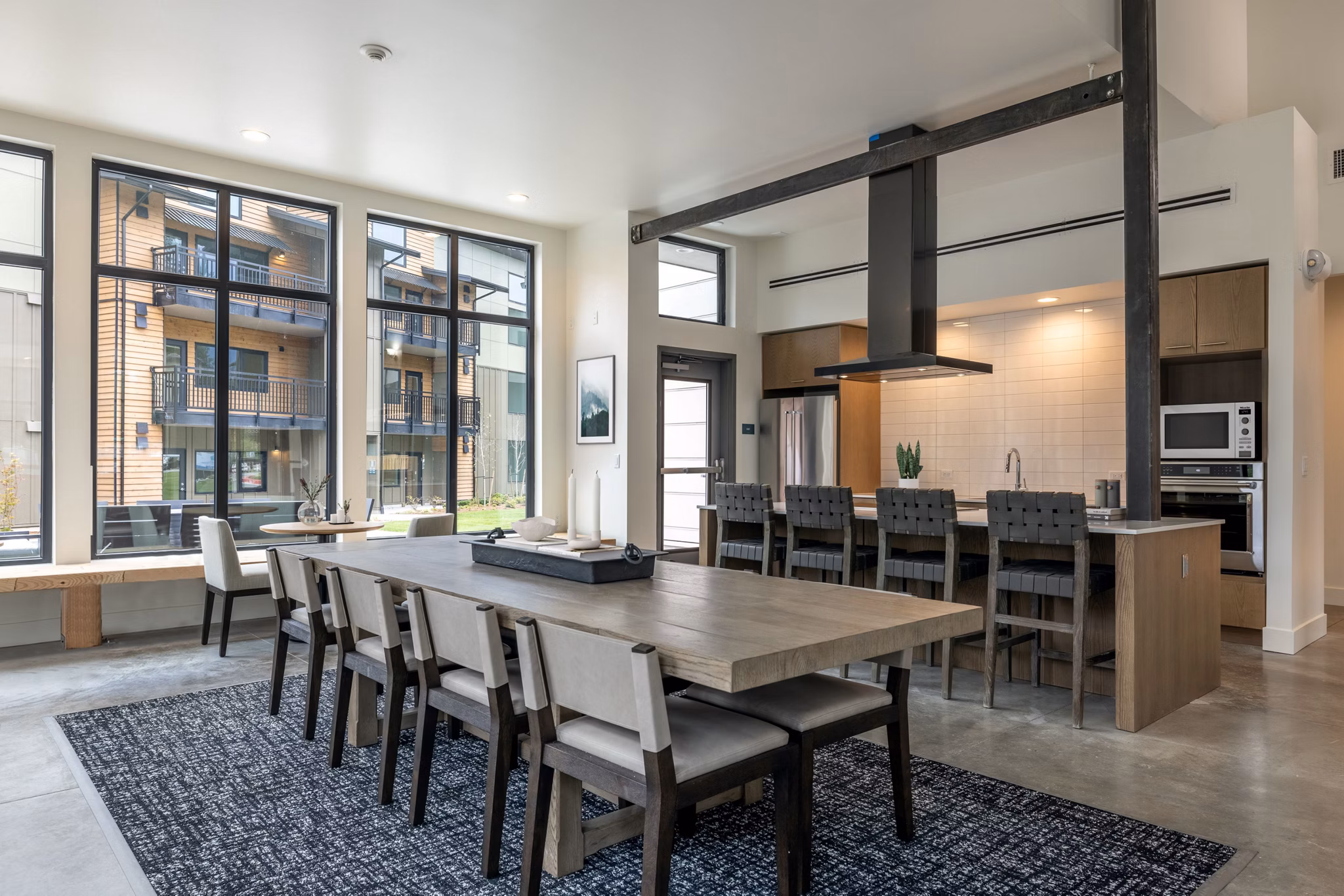 State-of-the-art meeting facility at Traverse North Bend Apartments with modern AV equipment and spacious seating