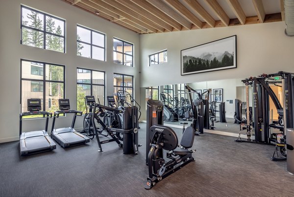 State-of-the-art fitness center with cardio and strength equipment at Traverse North Bend Apartments