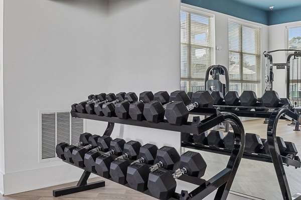 State-of-the-art fitness center at Coastal Exchange Apartments offering premium workout equipment