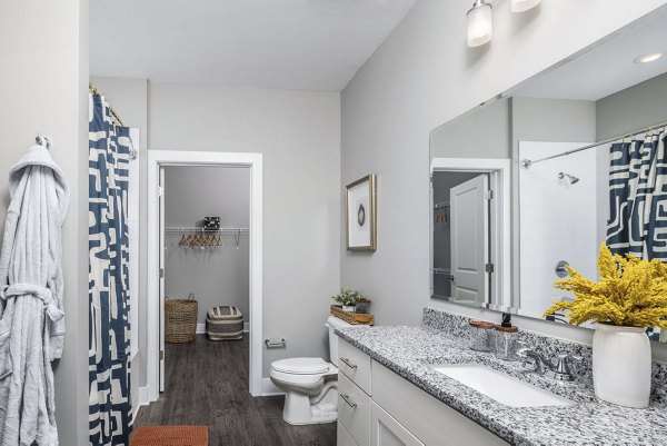 Modern bathroom with sleek fixtures in Prose Rhyne Apartments