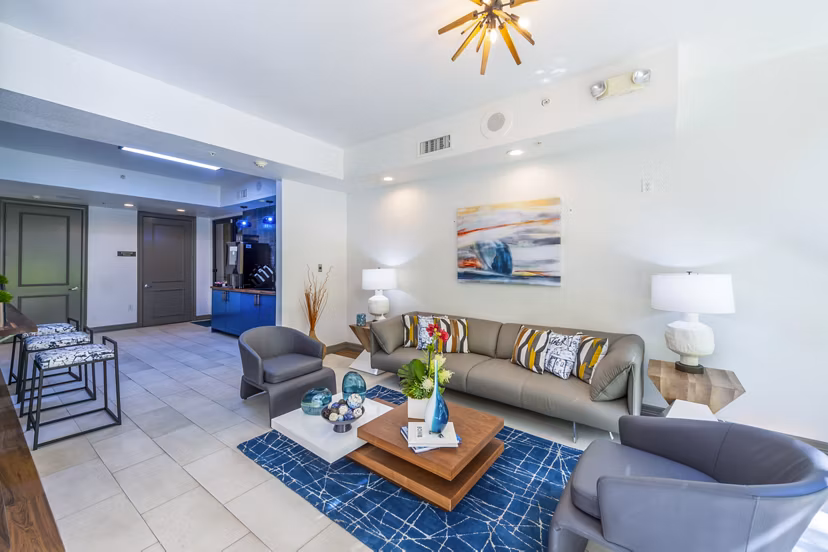 Elegant clubhouse with modern furnishings at 4001 Midtown Apartments
