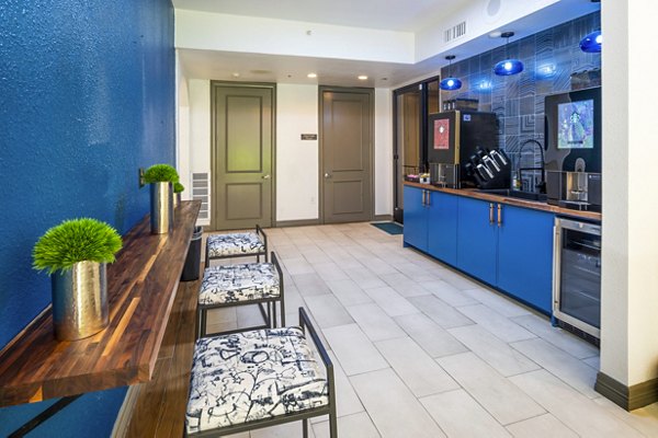 Clubhouse featuring modern design and cozy seating at 4001 Midtown Apartments