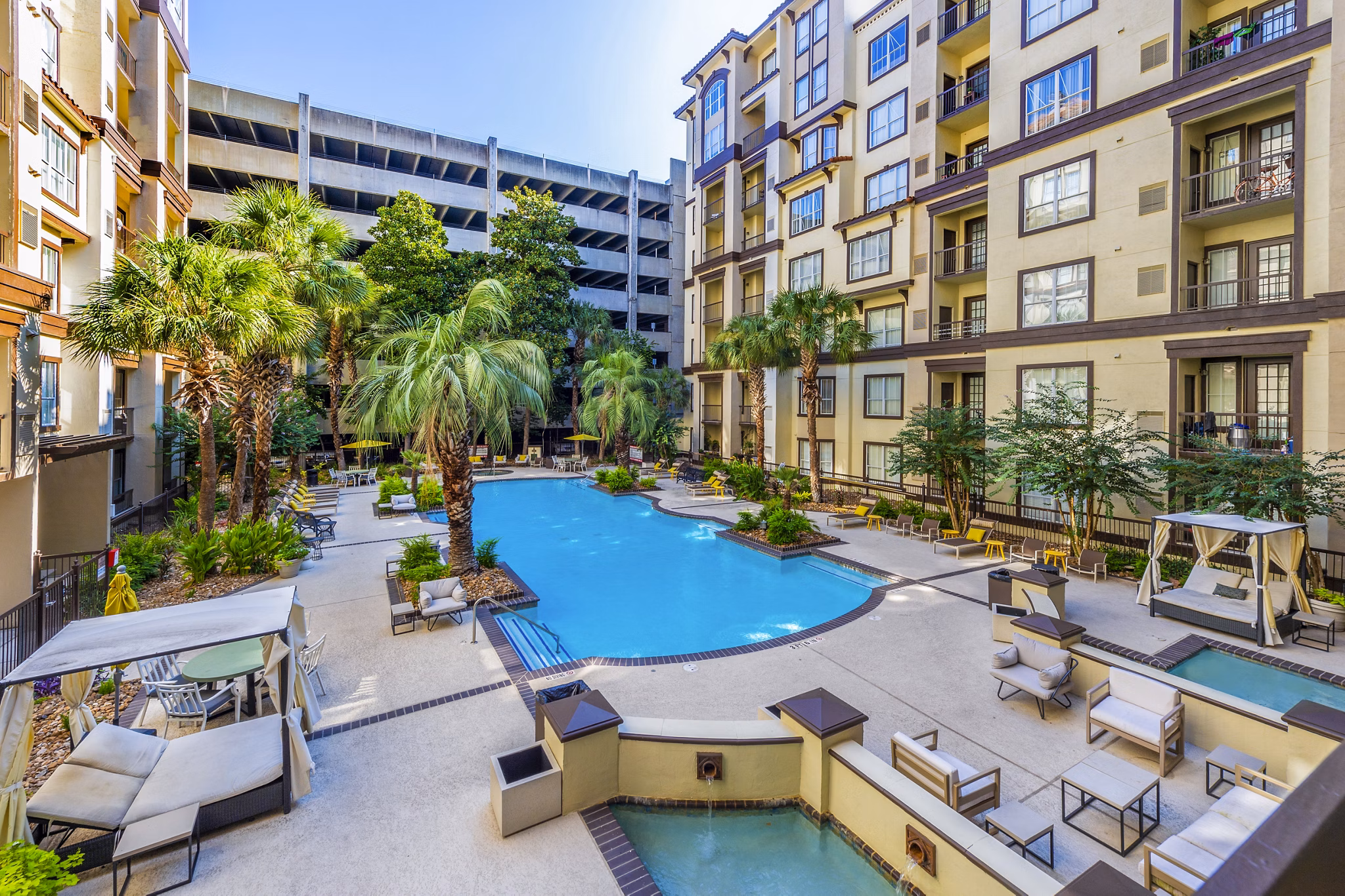 Rooftop pool with city views at 4001 Midtown Apartments