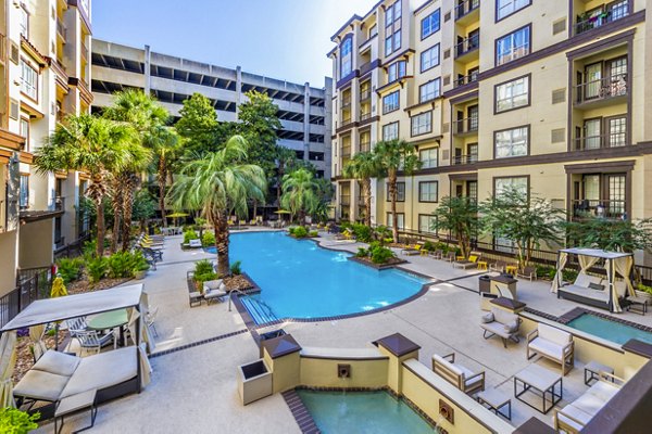Rooftop pool with city views at 4001 Midtown Apartments