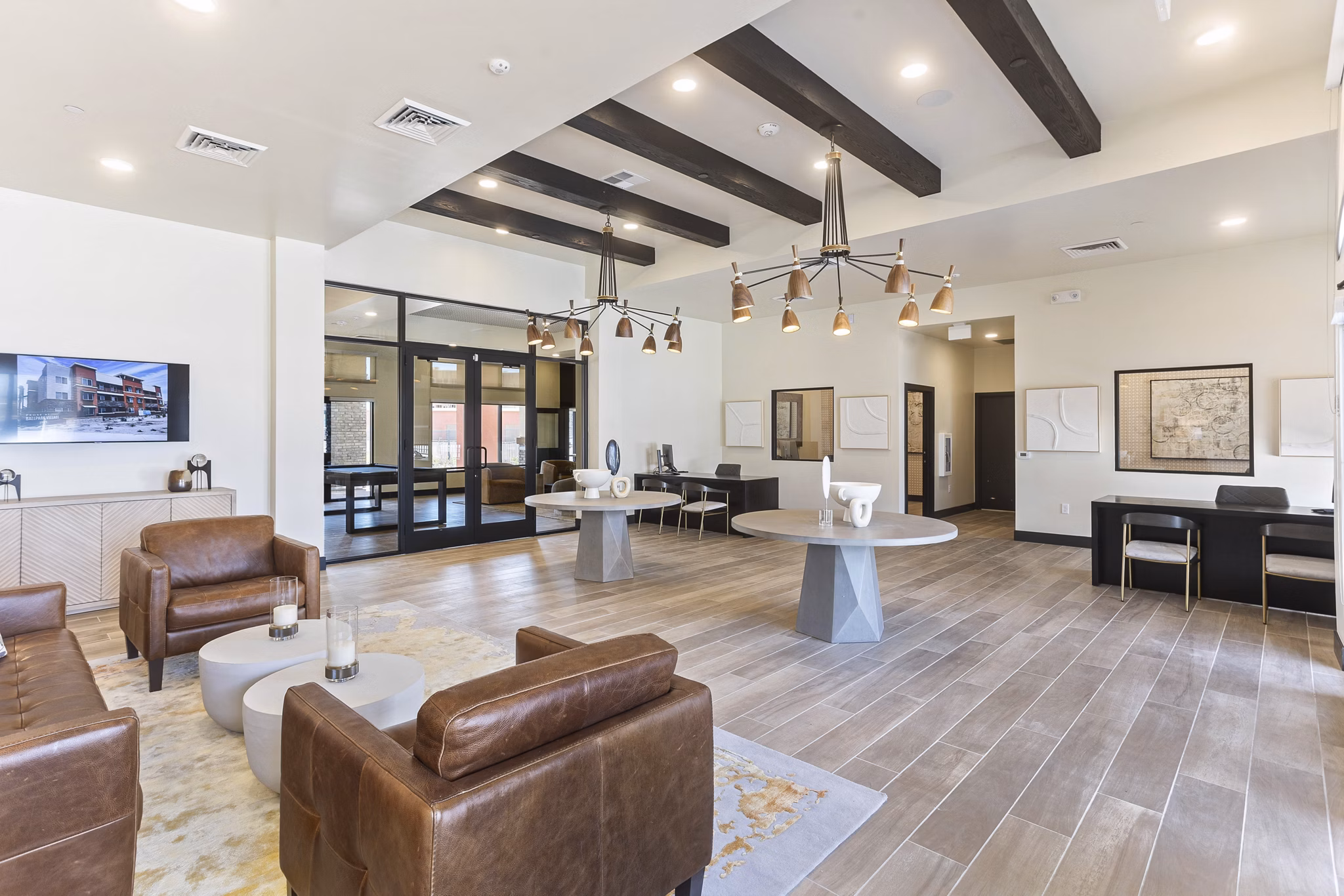 Elegant clubhouse with modern design at DASH Downers Grove Apartments
