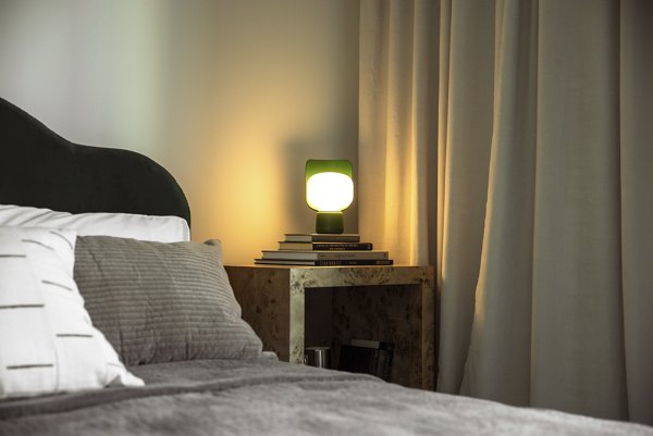 Bedroom featuring contemporary design elements at The Waller Apartments