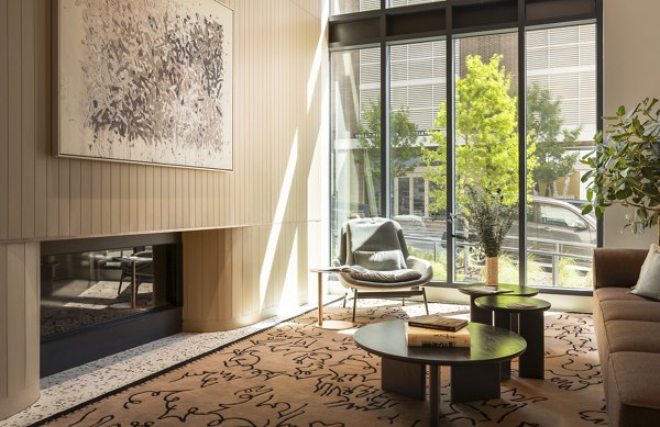 Clubhouse at The Waller Apartments featuring contemporary design and social spaces