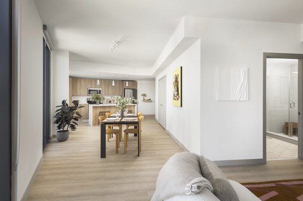 Dining room featuring elegant design and modern furnishings at The Waller Apartments