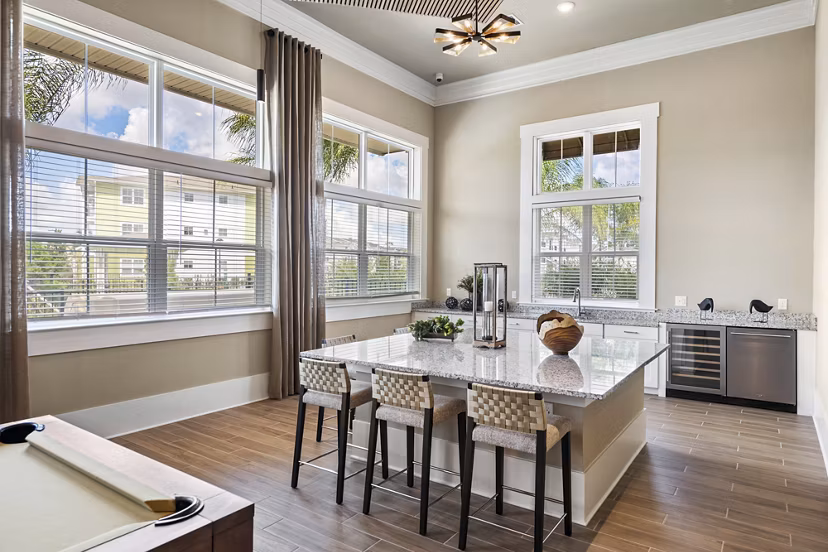 Mira Crystal Lake Apartments: Elegant clubhouse with modern design in a luxury apartment community