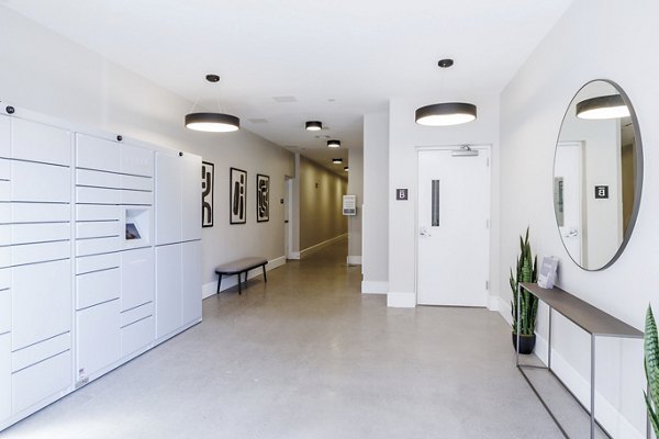 Parcel pickup lockers at The Bedford Apartments for convenient package retrieval