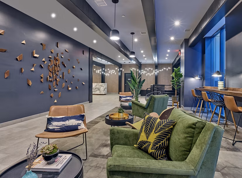Clubhouse with modern design and open space at BELA luxury apartments