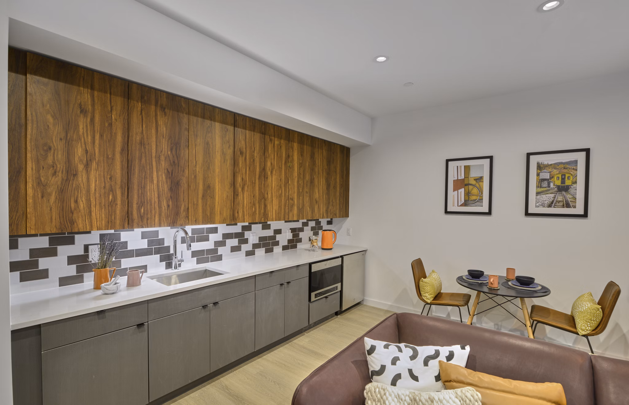 Modern clubhouse featuring stylish lounge and seating areas at BELA Apartments Ideal for social gatherings and community events