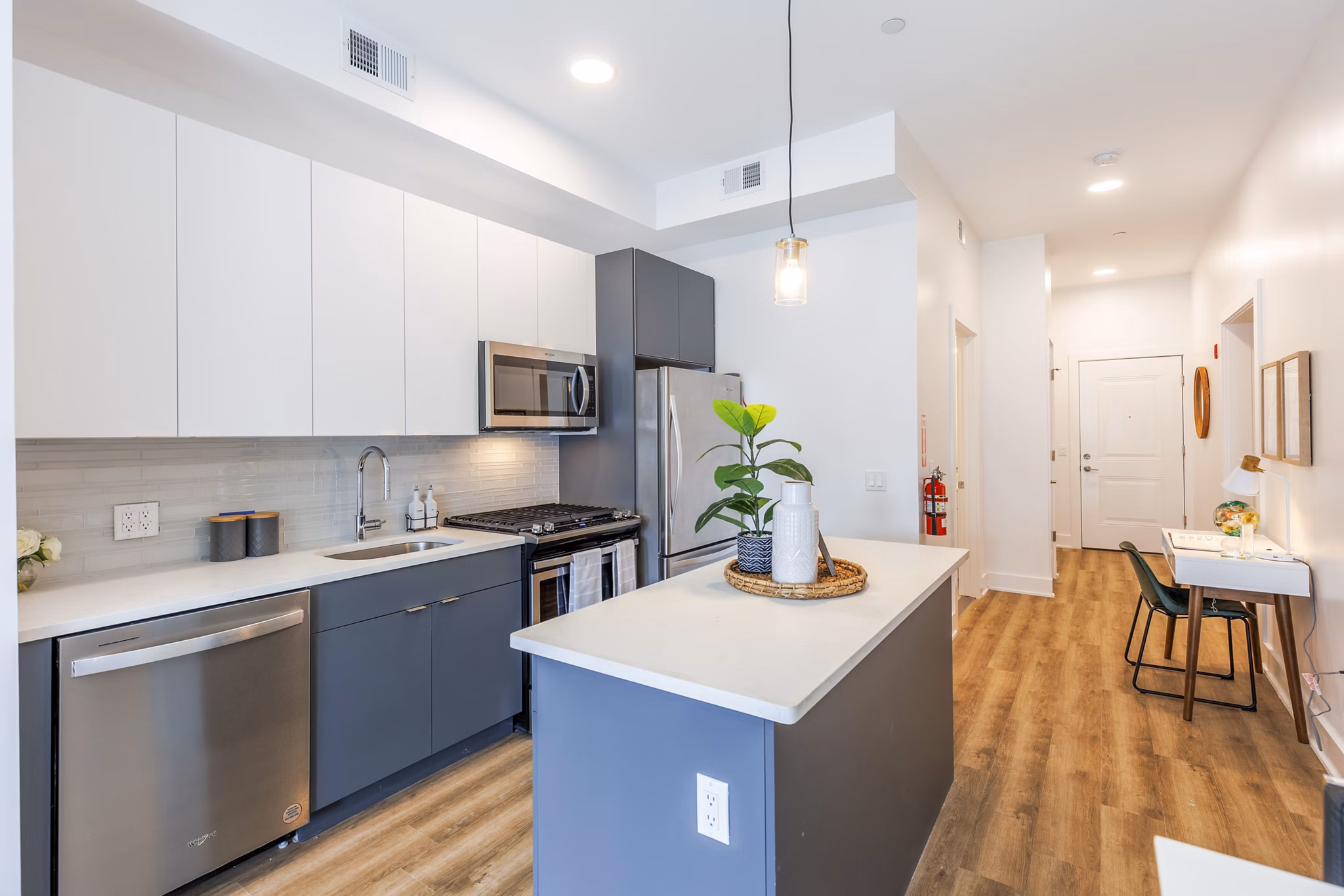 Spacious kitchen with modern appliances at The Bedford Apartments, ideal for luxury living in a premier Greystar community