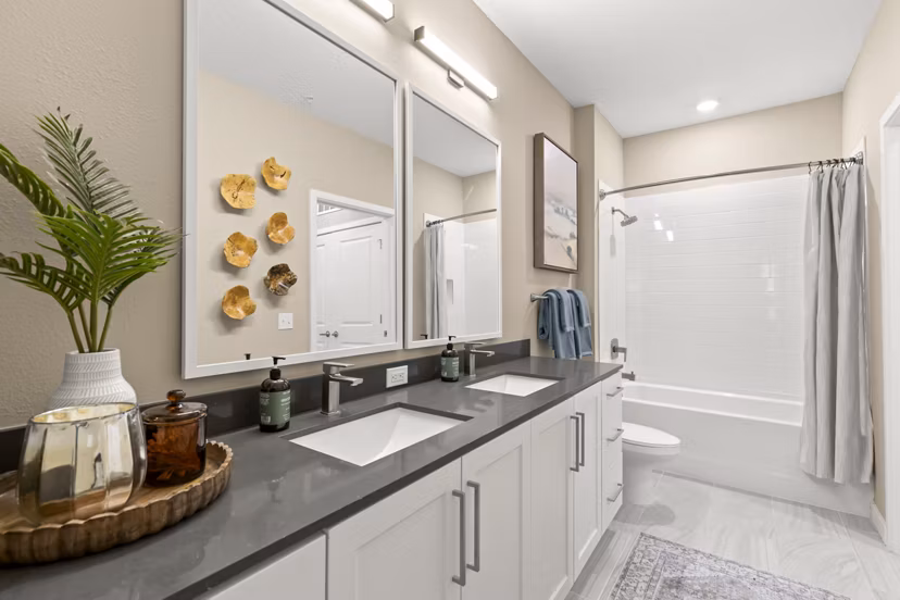 Contemporary bathroom featuring sleek fixtures at Marlowe South Tampa Apartments
