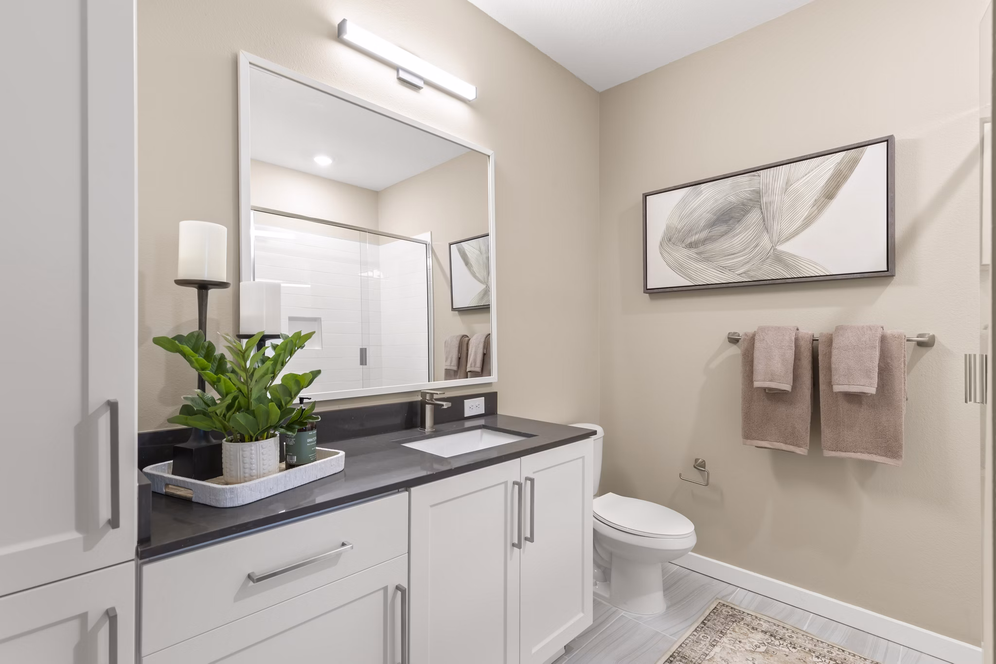 Modern bathroom with elegant fixtures at Marlowe South Tampa Apartments