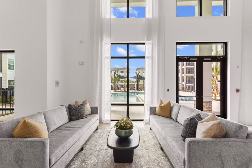 Clubhouse with modern design elements at Marlowe South Tampa Apartments