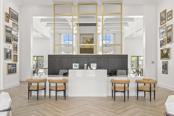 Marlowe South Tampa Apartments: Stylish clubhouse with modern furnishings and vibrant community space