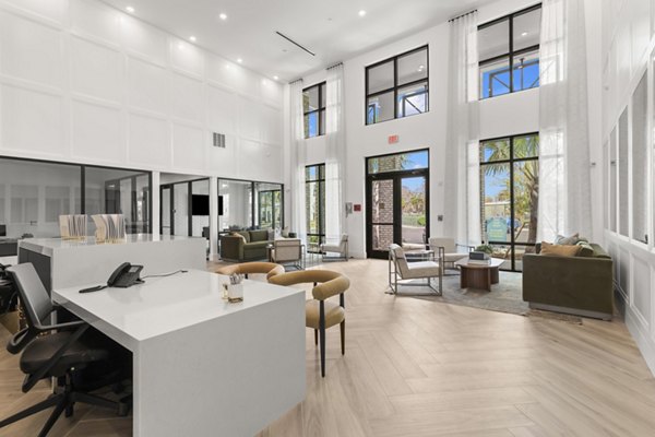 Elegant clubhouse with modern furnishings at Marlowe South Tampa Apartments, a luxury property