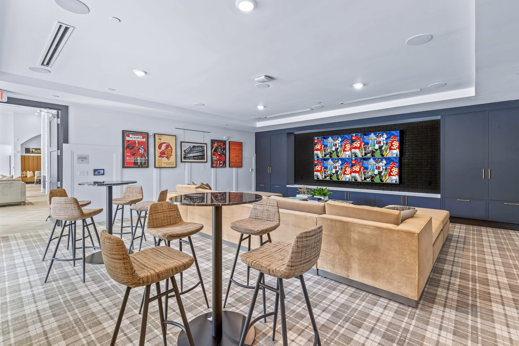 Stylish clubhouse with modern decor at Marlowe South Tampa Apartments