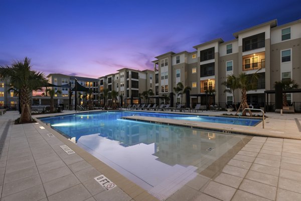 Rooftop pool with city views at Marlowe South Tampa Apartments