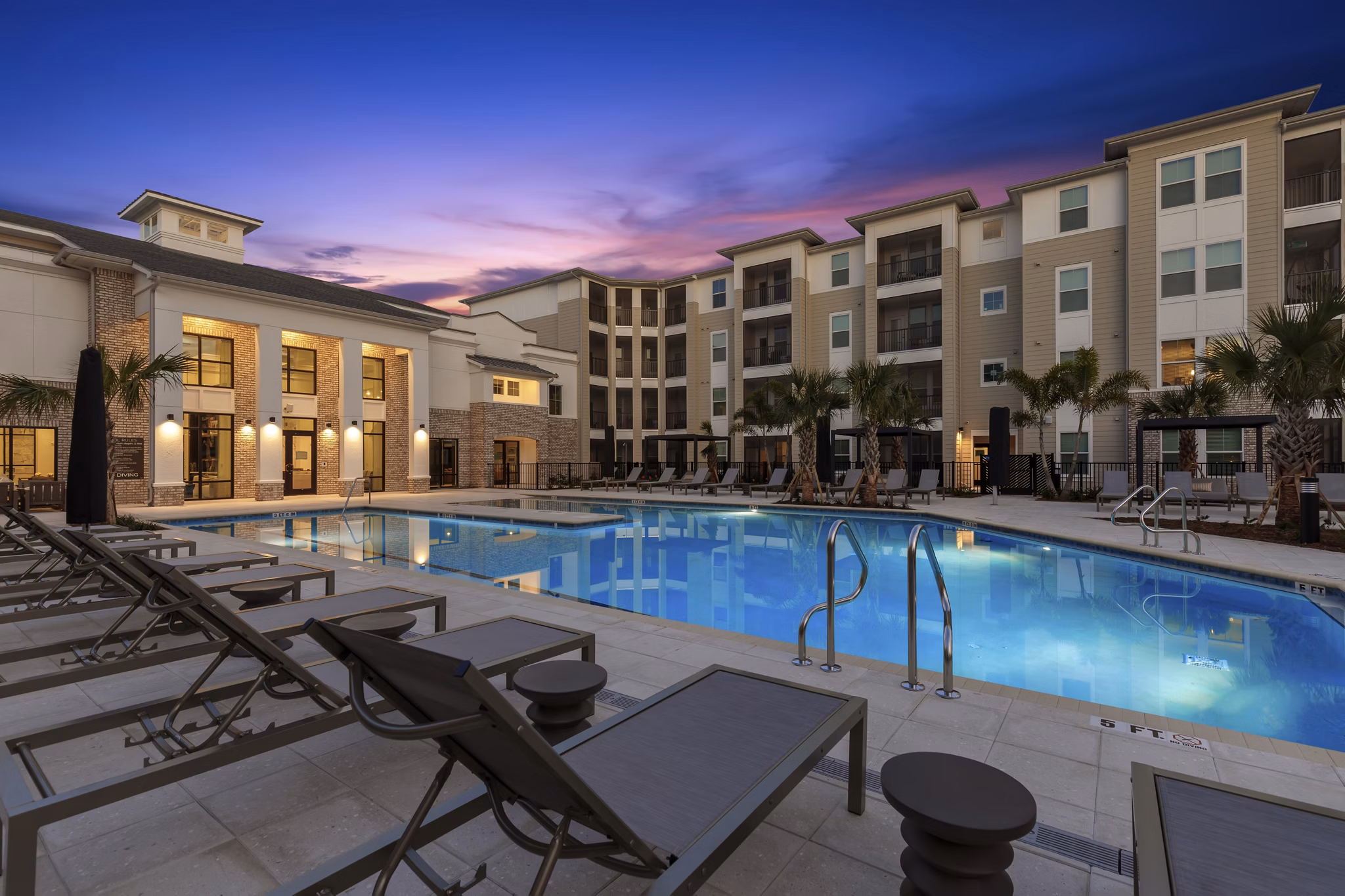 Luxurious pool area at Marlowe South Tampa Apartments offering relaxation and leisure