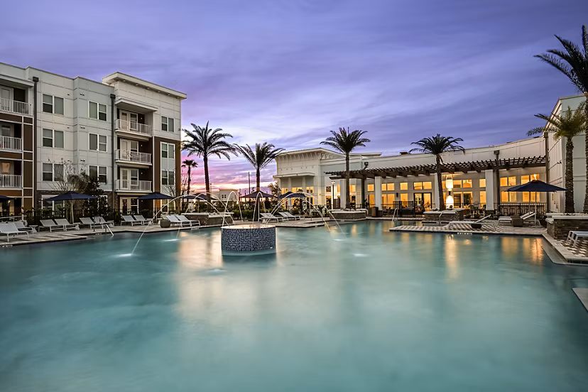 Aspire at Silverleaf Apartments: Modern outdoor pool area with lounge chairs