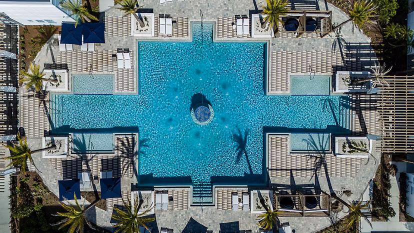 Rooftop pool offering serene views at Aspire at Silverleaf Apartments