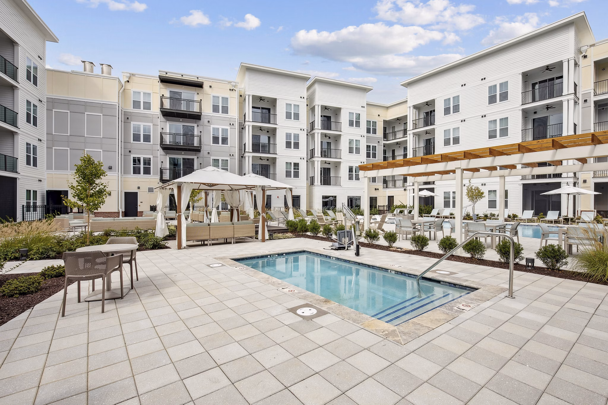 Rooftop pool offering city views at 3500 West View Apartments