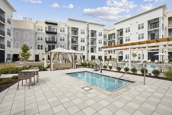 Rooftop pool offering city views at 3500 West View Apartments