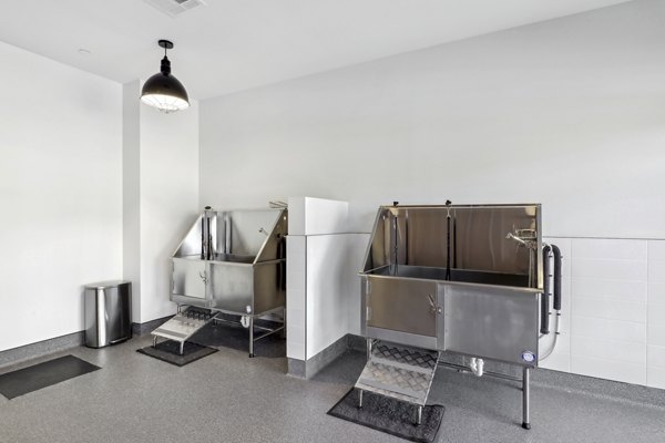 Dog wash station at 3500 West View Apartments featuring pet-friendly amenities in a luxury environment