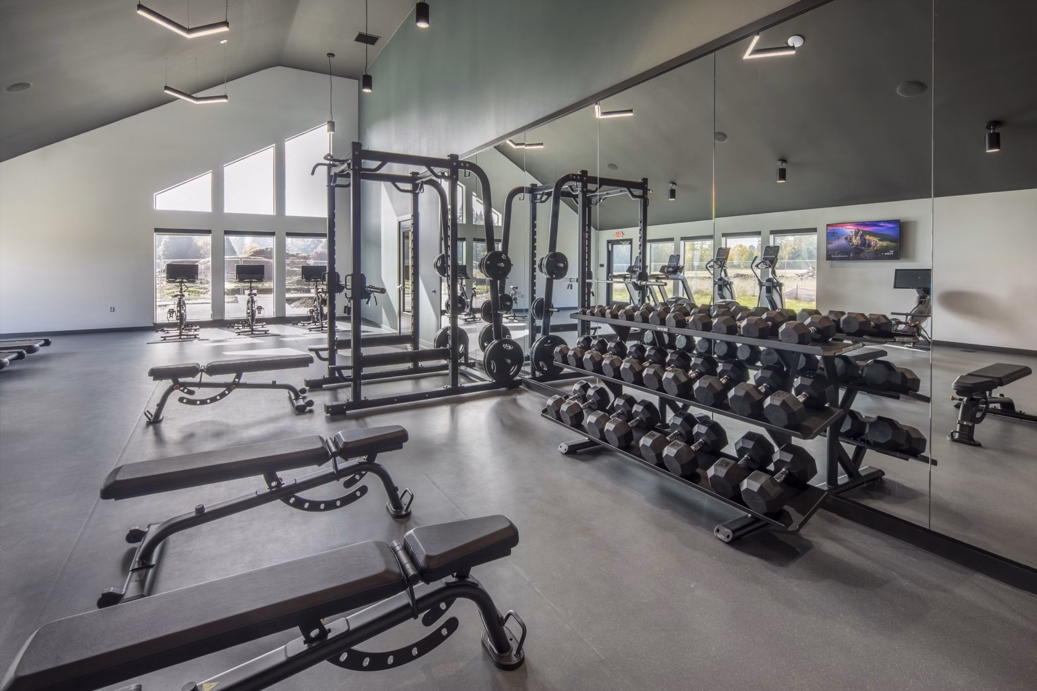 fitness center at Prose Battle Ground Apartments